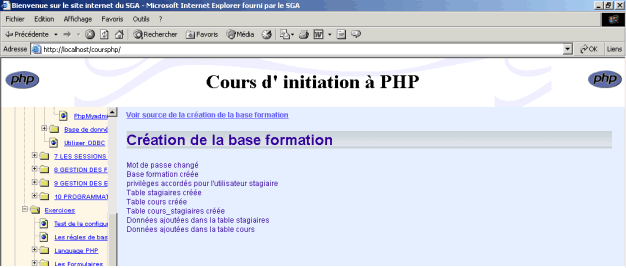 Cration de la base formation
